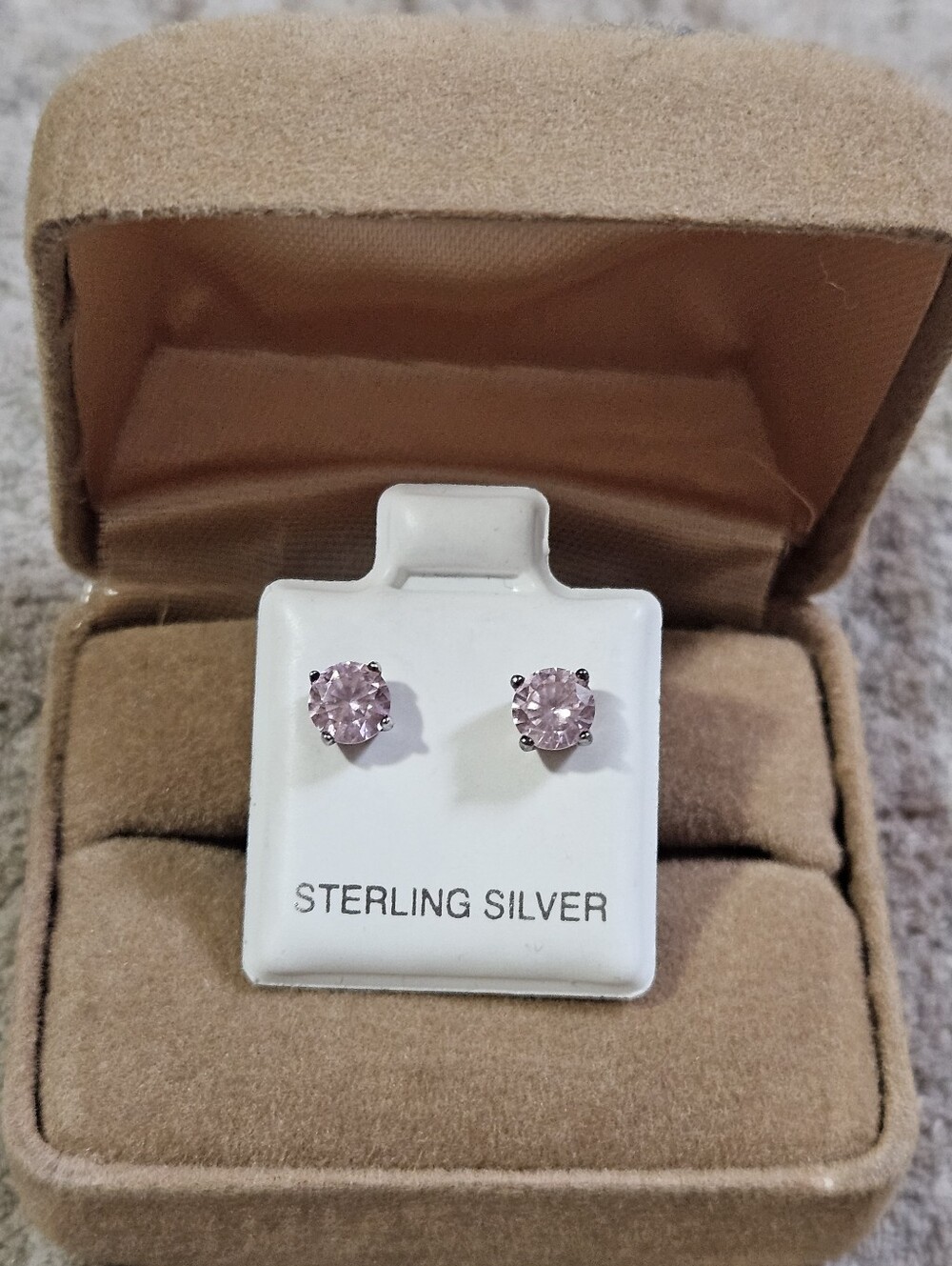 Sterling Silver Pink Cubic Zirconia Stud Earrings ✨️